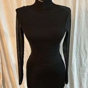 Black sheer and solid crop top